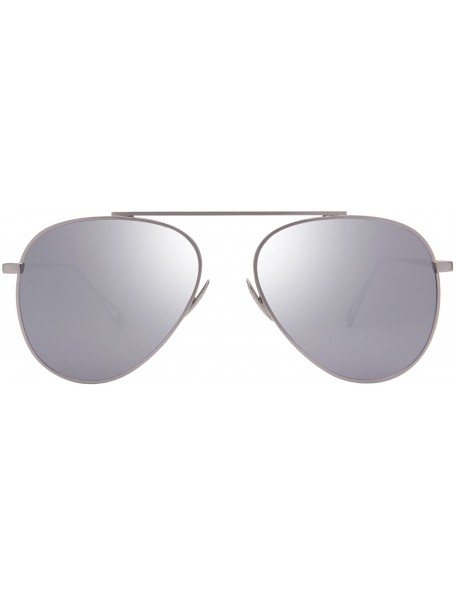 Aviator Classic Aviator Metal Frame Flat Mirror Lens Sunglasses LS5800 - Silver Frame Silver Lenses - CO17Z6A305D $18.19