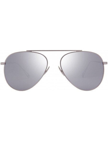 Aviator Classic Aviator Metal Frame Flat Mirror Lens Sunglasses LS5800 - Silver Frame Silver Lenses - CO17Z6A305D $18.19