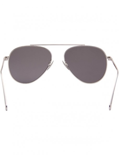 Aviator Classic Aviator Metal Frame Flat Mirror Lens Sunglasses LS5800 - Silver Frame Silver Lenses - CO17Z6A305D $18.19