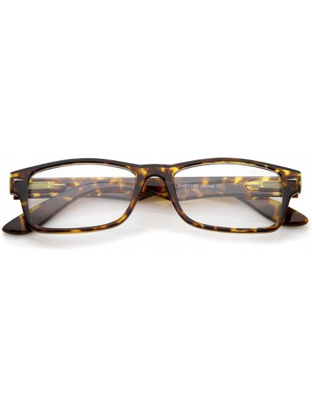 Rectangular Casual Horn Rimmed Clear Lens Rectangular Glasses 51mm - Tortoise / Clear - CF12N27XPL5 $8.24