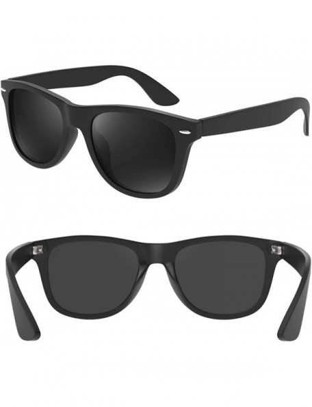 Sport Mirrored Polarized Sunglasses Reflective Sun Glasses for Men Women with UV Protection - Black Frame Black Lens - CV18YE...