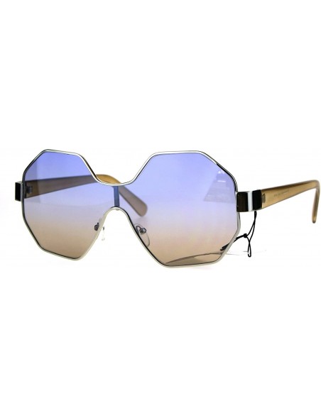 Oversized Womens Fashion Sunglasses Octagon Shape Designer Style Shades UV 400 - Beige (Blue Brown) - CE187AYMOCU $12.06