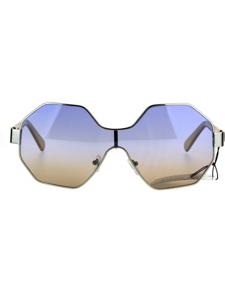 Oversized Womens Fashion Sunglasses Octagon Shape Designer Style Shades UV 400 - Beige (Blue Brown) - CE187AYMOCU $12.06