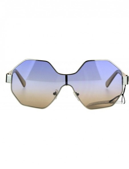 Oversized Womens Fashion Sunglasses Octagon Shape Designer Style Shades UV 400 - Beige (Blue Brown) - CE187AYMOCU $12.06