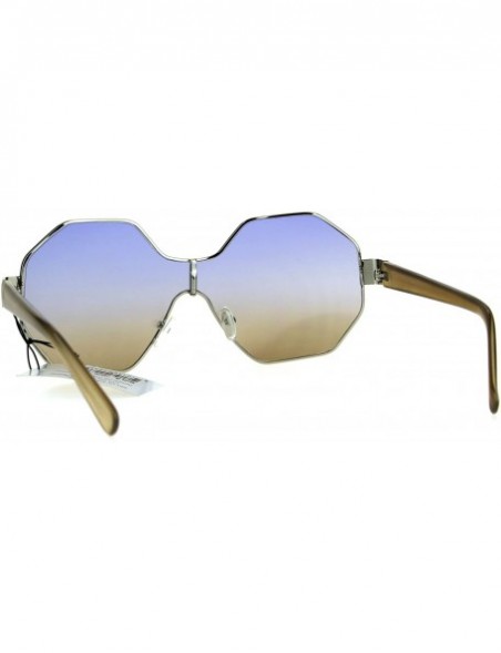 Oversized Womens Fashion Sunglasses Octagon Shape Designer Style Shades UV 400 - Beige (Blue Brown) - CE187AYMOCU $12.06