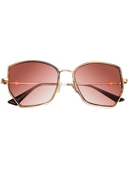 Semi-rimless Unisex Retro Irregular Shaped Polarized Sunglasses Classic Women Sun Glasses - Gold - CO196M4WC84 $11.31