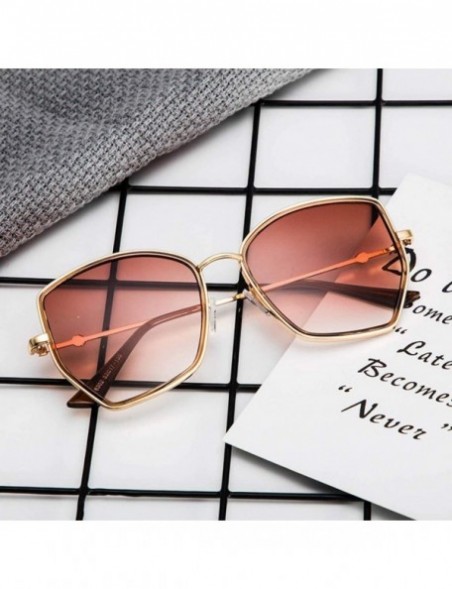 Semi-rimless Unisex Retro Irregular Shaped Polarized Sunglasses Classic Women Sun Glasses - Gold - CO196M4WC84 $11.31