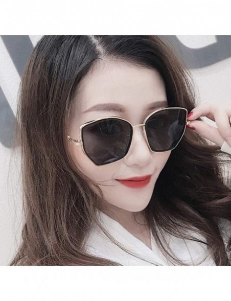 Semi-rimless Unisex Retro Irregular Shaped Polarized Sunglasses Classic Women Sun Glasses - Gold - CO196M4WC84 $11.31