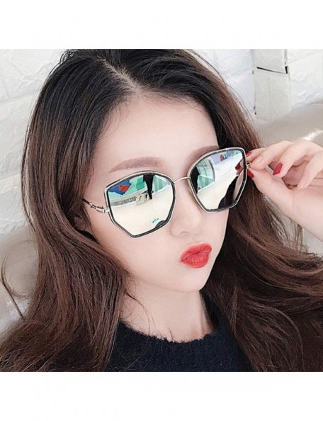 Semi-rimless Unisex Retro Irregular Shaped Polarized Sunglasses Classic Women Sun Glasses - Gold - CO196M4WC84 $11.31