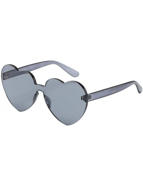Oversized Unisex Stylish Sunglasses Heart Shaped Rimless Sunglasses Transparent Candy Color Frameless Glasses - Black - CI193...