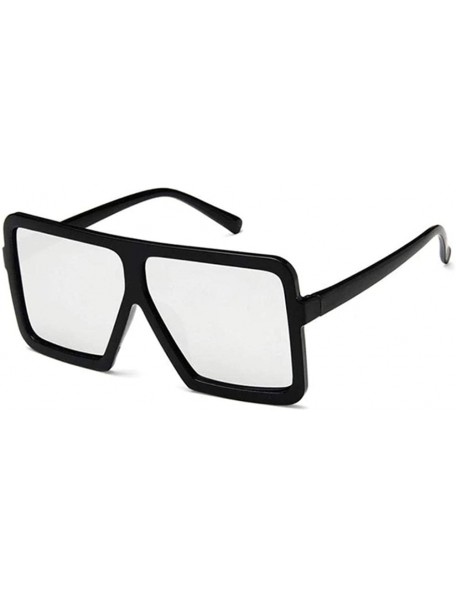 Oversized Fashion square oversized sunglasses - women - C3 - Black / Silver Mirror - CA18XG0989G $11.86