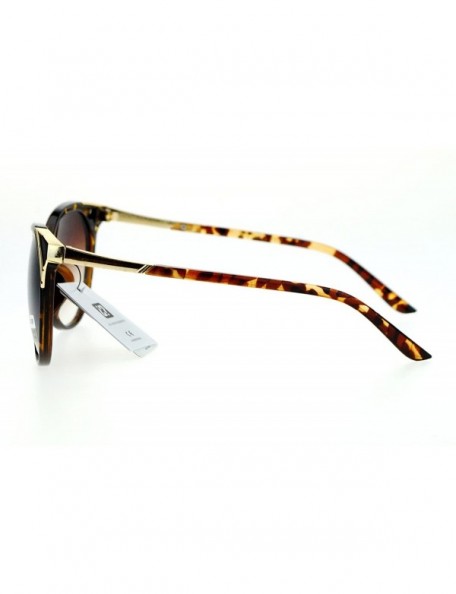 Cat Eye Womens Cat Eye Horn Rim Luxury Designer Fashion Sunglasses - Tortoise - CD12HVJRSRH $14.72