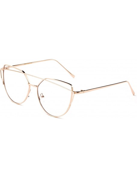 Aviator Oversized Fashion Clear Glasses Transparent Lenses Stylish Aviator Bar Frames - Gold - CA18720MZZR $10.61