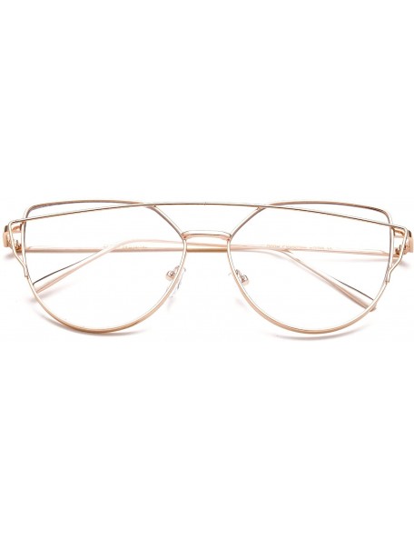 Aviator Oversized Fashion Clear Glasses Transparent Lenses Stylish Aviator Bar Frames - Gold - CA18720MZZR $10.61