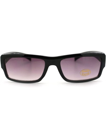 Rectangular Mens Narrow Lens Rectangular Classic Sunglasses - Black - CA11D2XK2HZ $9.40