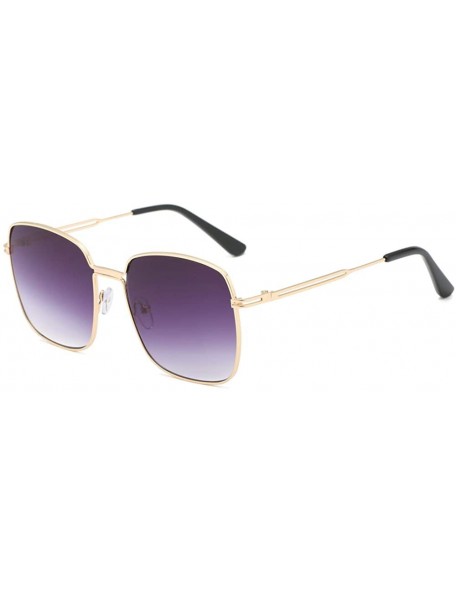 Aviator Retro Oversized Sunglasses for Women Square Metal Frame Non Polarized Lenses - B2 Blue(sunglasses) - CG190E2ISL4 $10.77
