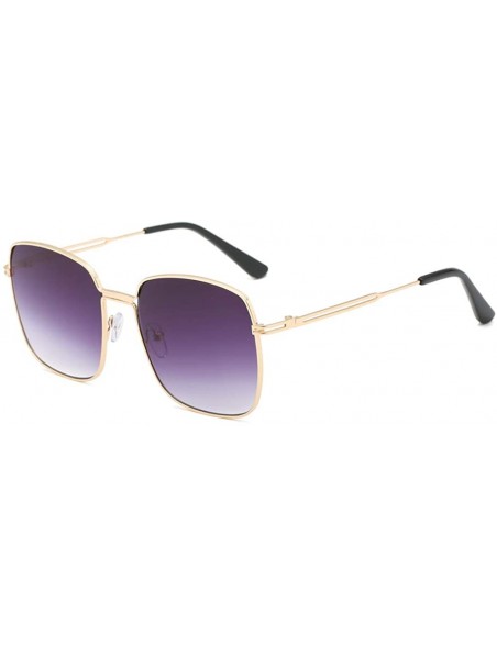 Aviator Retro Oversized Sunglasses for Women Square Metal Frame Non Polarized Lenses - B2 Blue(sunglasses) - CG190E2ISL4 $10.77