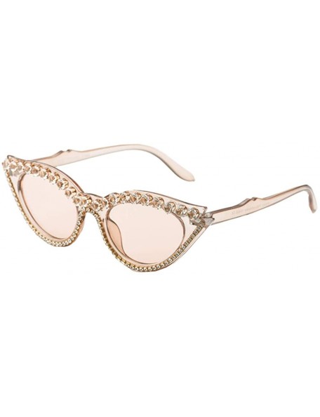 Cat Eye Women's Rhinestone Vintage Cat Eye Sunglasses - Brown - C3199E7G2QU $23.78