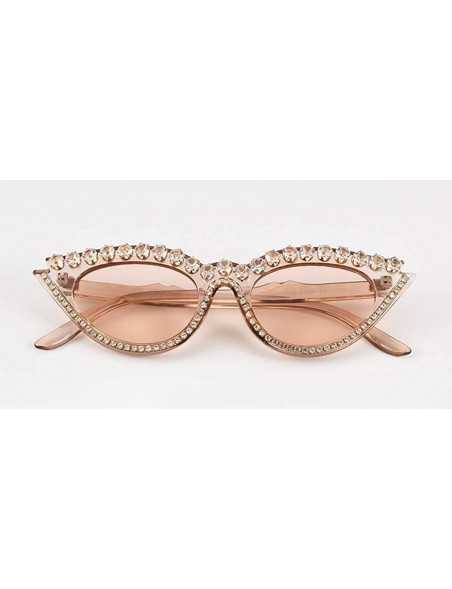 Cat Eye Women's Rhinestone Vintage Cat Eye Sunglasses - Brown - C3199E7G2QU $23.78