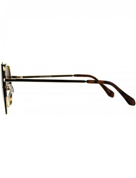 Rectangular Mens Rimless Oversize Designer Fashion Metal Rim Sunglasses - Gold Brown - CC18CMR2XCT $18.16
