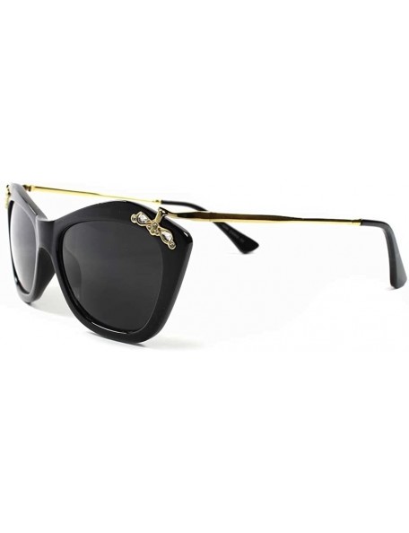 Cat Eye Arm Hot Designer Fashion Vintage Retro Rhinestone Womens Cat Eye Sunglasses - Black - CU189AMGNYS $9.85