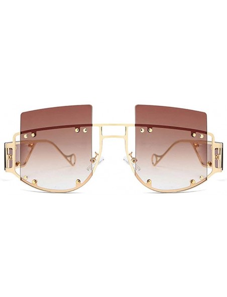 Square 2019 new fashion square big box personality street shooting trend unisex sunglasses - Tea - CL18ZG9KUSS $17.86
