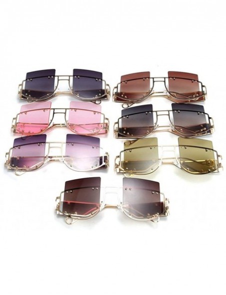 Square 2019 new fashion square big box personality street shooting trend unisex sunglasses - Tea - CL18ZG9KUSS $17.86