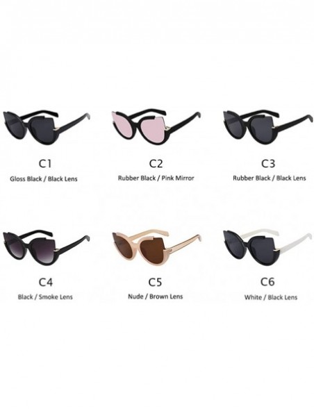 Shield Cat Eye New Sunglasses for Women Women Fashion Trendy Sun Glasses UV400 Points Cateye Retro Female Eyewear - C218RTK9G...