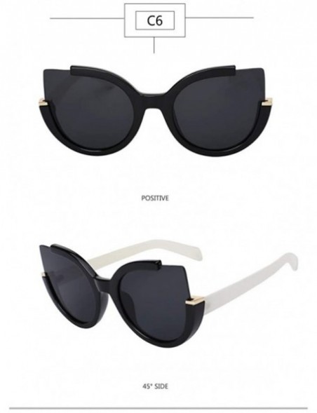 Shield Cat Eye New Sunglasses for Women Women Fashion Trendy Sun Glasses UV400 Points Cateye Retro Female Eyewear - C218RTK9G...