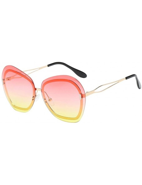 Rimless Fashion Women's Irregularity Frame Sunglasses Shades Acetate Frame UV Glasses Colorful Sunglasses - B - CT18TRZDWN3 $...