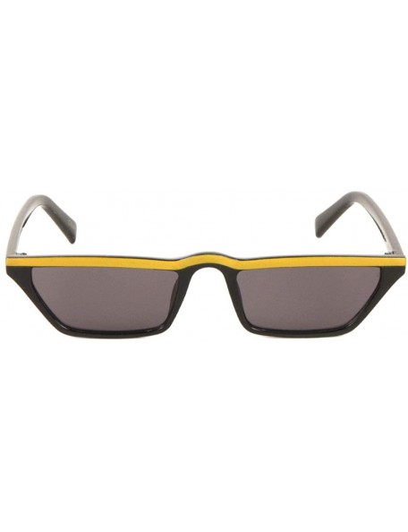 Cat Eye Curved Middle Top Bar Color Line Straight Cat Eye Sunglasses - Black Yellow - C11993XY0M4 $25.92