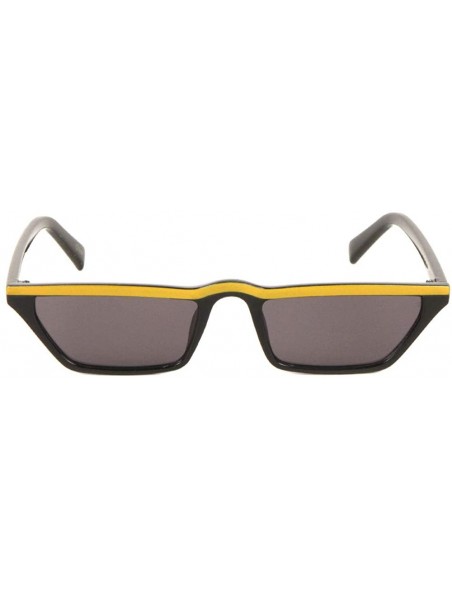 Cat Eye Curved Middle Top Bar Color Line Straight Cat Eye Sunglasses - Black Yellow - C11993XY0M4 $16.33