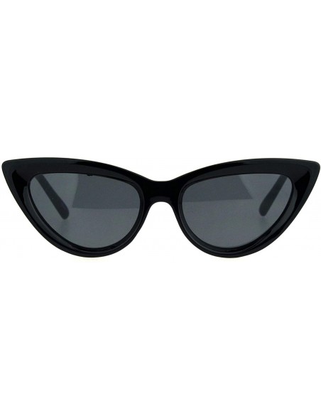 Cat Eye Womens Gothic Cat Eye Retro Simple Mod Plastic Sunglasses - All Black - C118KCO9EOQ $9.17