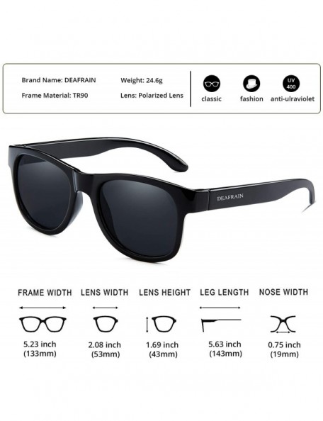 Rectangular Polarized Sunglasses for Men Women Retro UV Protection TR90 Lightweight Frame Driving Fishing Sun Glasses - CR18X...