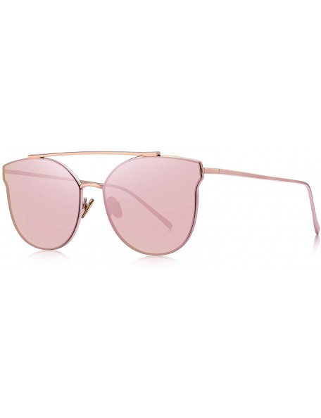 Oversized Fashion Women Cat Eye Sunglasses Coating Mirror Lens Sun glasses UV400 S7882 - Pink Mirror - CC17YDNUWML $11.95