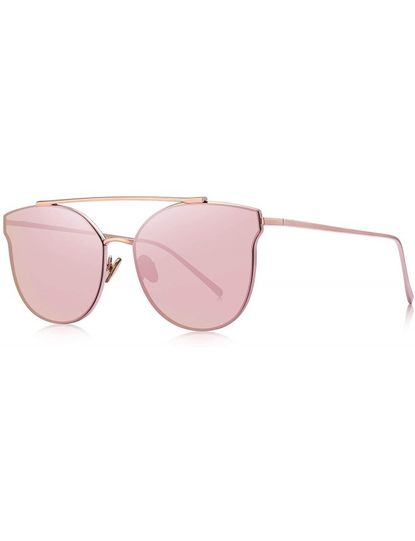 Oversized Fashion Women Cat Eye Sunglasses Coating Mirror Lens Sun glasses UV400 S7882 - Pink Mirror - CC17YDNUWML $11.95