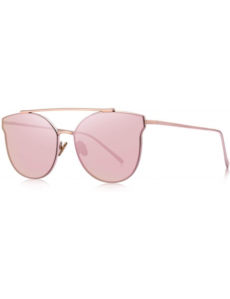 Oversized Fashion Women Cat Eye Sunglasses Coating Mirror Lens Sun glasses UV400 S7882 - Pink Mirror - CC17YDNUWML $11.95