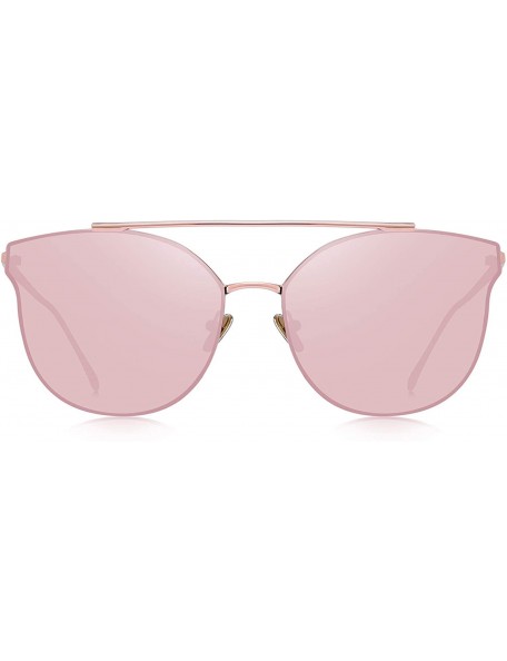 Oversized Fashion Women Cat Eye Sunglasses Coating Mirror Lens Sun glasses UV400 S7882 - Pink Mirror - CC17YDNUWML $11.95