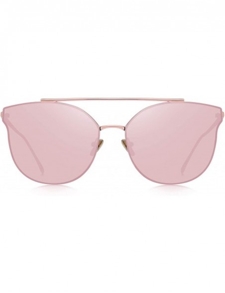 Oversized Fashion Women Cat Eye Sunglasses Coating Mirror Lens Sun glasses UV400 S7882 - Pink Mirror - CC17YDNUWML $11.95