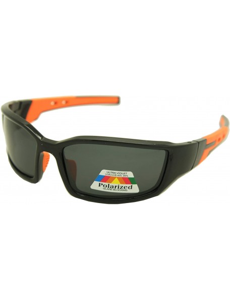 Rectangular Double Injection Sunglasses SPORTS - 2761 Polarized Shiny Black Orange - CW12HTUI34Z $18.53