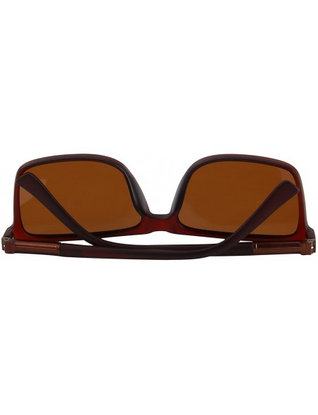 Sport Polarized Rectangle Sports Sunglasses for Driving Fishing Golf Superlight Frame S8296 - Brown - CA1882S6Y80 $13.01