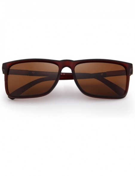 Sport Polarized Rectangle Sports Sunglasses for Driving Fishing Golf Superlight Frame S8296 - Brown - CA1882S6Y80 $13.01