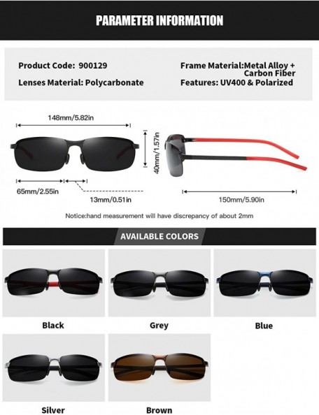 Semi-rimless Polarized Semi-rimless Sunglasses for Men Alloy Rectangular Frame for Driving Fishing UV400 Protection - Silver ...