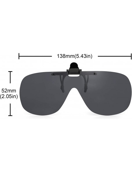 Shield Polarized Clip on Sunglasses Frameless Flip Up One Piece Shield Lens for Prescription Glasses - Grey - C718XWHGURR $10.89