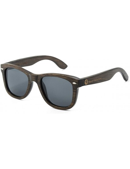 Square Bamboo Sunglasses with Polarized lenses-Handmade Wood Shades for Men&Women - Grey - CY18R5QQCUG $34.62