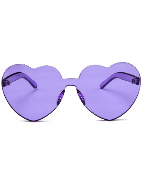 Aviator Heart Shape Sunglasses One Piece Transparent Rimless Candy Color Glasses - C Purple - CX19452HN9U $10.40