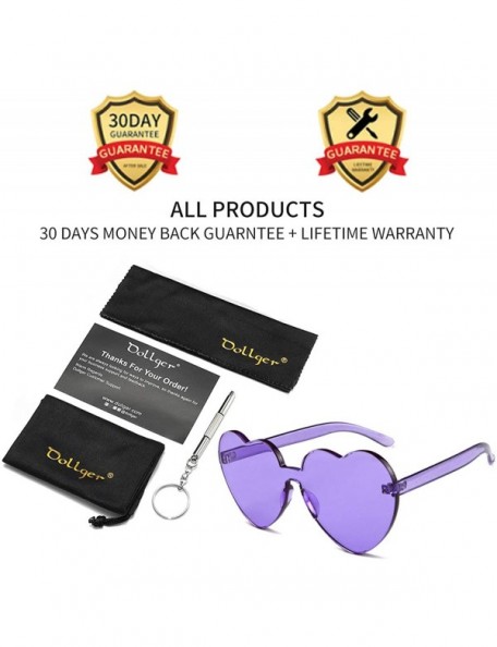 Aviator Heart Shape Sunglasses One Piece Transparent Rimless Candy Color Glasses - C Purple - CX19452HN9U $10.40