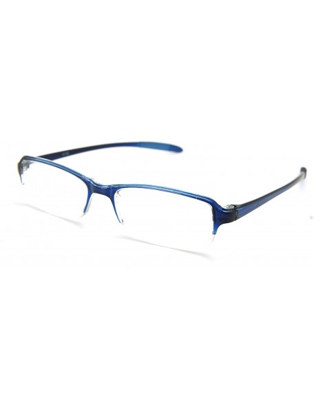 Rimless Super Lightweight Reading Glasses Free Pouch HalfRim - Blue Crystal Transparent - CC187S38ZHL $15.99