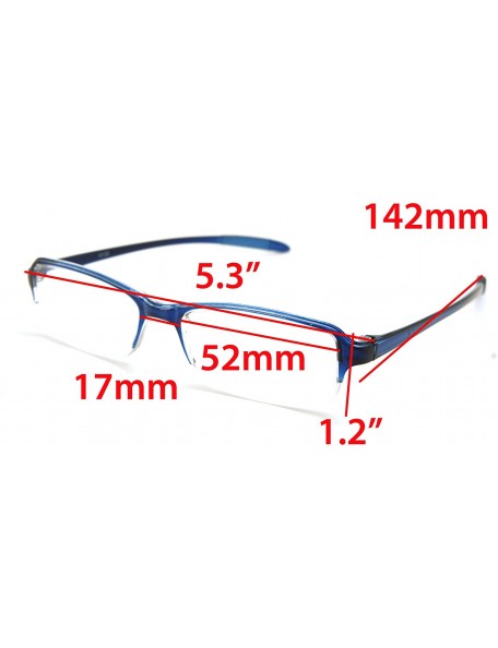 Rimless Super Lightweight Reading Glasses Free Pouch HalfRim - Blue Crystal Transparent - CC187S38ZHL $15.99