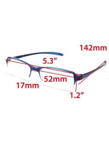 Rimless Super Lightweight Reading Glasses Free Pouch HalfRim - Blue Crystal Transparent - CC187S38ZHL $15.99